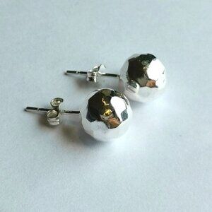 Hammered finish sterling silver ball stud earrings 10mm 🆕